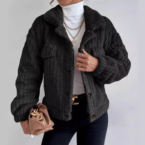 Cappotto Casual in peluche da <span class=keywords><strong>donna</strong></span> per l'autunno inverno comodo con risvolto addensato lungo <span class=keywords><strong>abbigliamento</strong></span> per adulti - Product Image 1