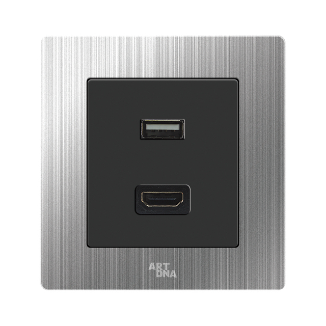 ARTDNA Usb Hdmi Connector Board Universal Wall Face Plate Socket Metal Hdmi Sockets