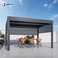 Pergola moderne en aluminium pour l'extérieur, avec toit en verre trempé, alimentation solaire, installation facile, idéale pour villa, résidence, hôtel