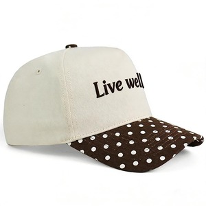 Casquette <span class=keywords><strong>de</strong></span> baseball en coton à 5 panneaux HBA54, bicolore, à pois, avec visière, style sportif et urbain, <span class=keywords><strong>de</strong></span> luxe, broderie Live Well, unisexe, vente en gros - Product Image 3
