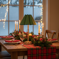 Lampe de table sans fil en bambou, commande tactile, rechargeable, abat-jour en tissu plissé LED flexible pour les décorations d'événements de Noël