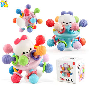 Jouets pour bébés <span class=keywords><strong>Manhattan</strong></span> Atom Ball, jouet de dentition en silicone, boule à saisir, hochet, jouet éducatif précoce apaisant pour nourrissons - Product Image 1