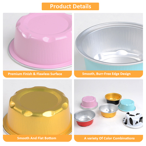 Vasos Desechables de Aluminio de 60 ml para Hornear, Vasos Redondos Pequeños de Papel de Aluminio de <span class=keywords><strong>3</strong></span> Pulgadas para Cupcakes, Pudín y Repostería para Fiestas - Product Image 3