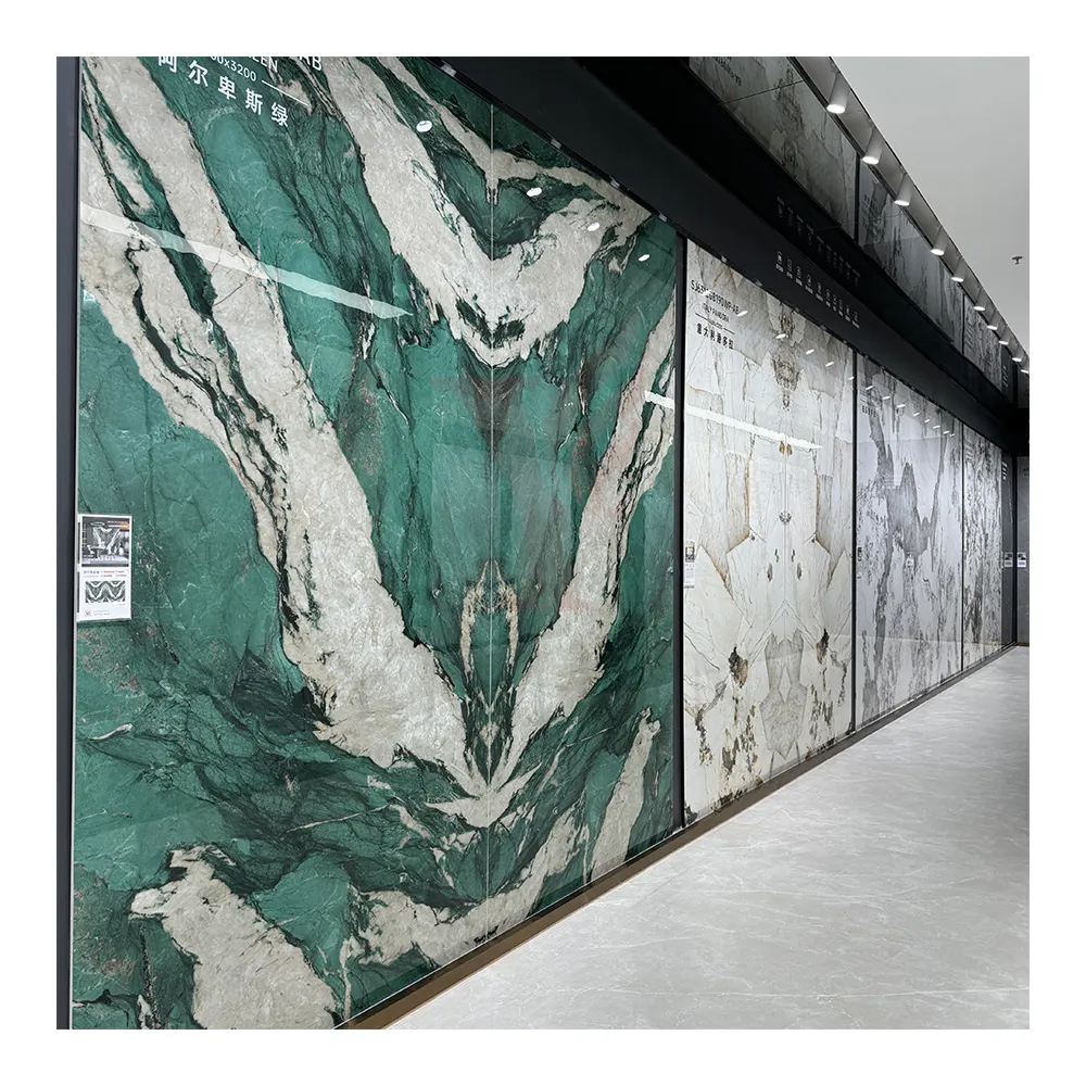 Beliebtes Design 1200 * 2400 MM Marmoroptik gesinterte Steinplatten hochglanz für Wand-Bodenbelag-Format große Größe Platte Porzellanfliese