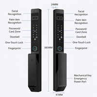 Serrure intelligente Vertexis extérieure ultra-mince en alliage d'aluminium à rupture de pont thermique, déverrouillage biométrique double face 3D (visage/empreinte digitale/veine de la paume), Wi-Fi, pour portes en bois