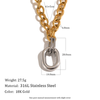 Ensemble de bijoux européen et américain en acier inoxydable plaqué or 18 carats avec collier, bracelet, boucles d'oreilles et bague en fil de soie