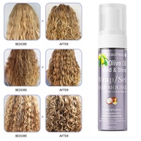 Huile d'olive 200ml de qualité salon, mousse définissante pour les boucles, mousse coiffante anti-frisottis, maintien flexible, brillance naturelle