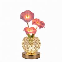 Lampe de chevet sans fil rechargeable en forme de fleur de gloire du matin artificielle, 3 couleurs, en cristal, pour cadeaux d'anniversaire et décoration