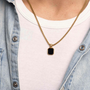 Collar con Colgante <span class=keywords><strong>de</strong></span> Piedra Preciosa Cuadrada <span class=keywords><strong>de</strong></span> Acero Inoxidable Chapado en <span class=keywords><strong>Oro</strong></span> <span class=keywords><strong>de</strong></span> 18k PVD, Resistente al Agua y al Deslustre, Fabricante <span class=keywords><strong>de</strong></span> Joyería Personalizada LUCKYJIU - Product Image 2
