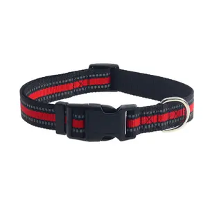 Nylon Webbing Straps Dog Collar Manufacturers Best Quality 6 Colors 3 Sizes Free Custom Logo Red Reflective Dog Premium Collar