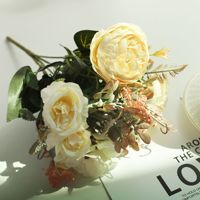 AD-006 Produits Populaires Fleur Artificielle Soie Pivoine Bouquet Décoration Maison Fausses Fleurs Rose