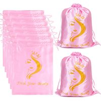 Pochette en satin de soie doux de luxe en gros avec cordon de serrage, logo personnalisé imprimé, promotion cadeau, 35x25cm, anti-poussière et anti-humidité pour perruques et extensions capillaires