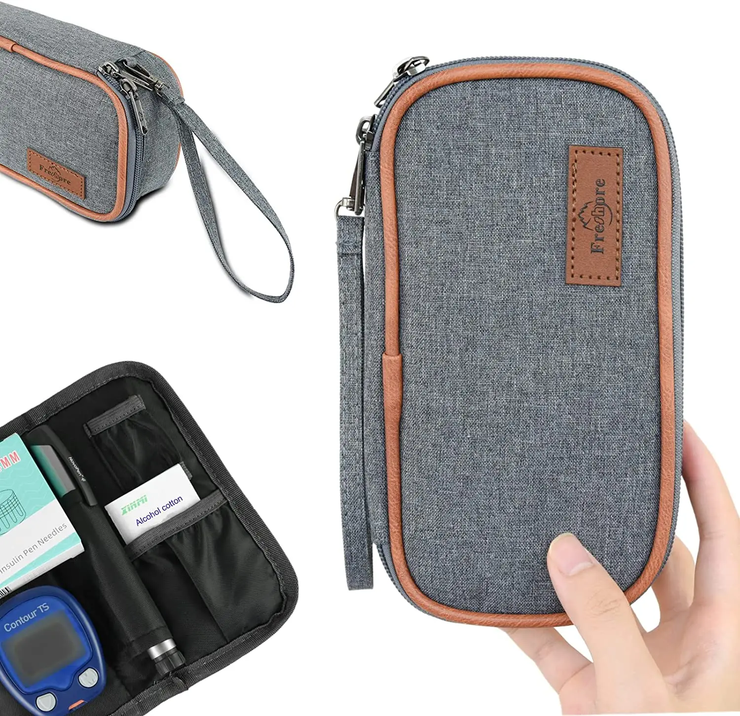 Sac De Rangement Pour Diabétique - Marque Luxja, 6 Compartiments, Détachable - Gris - Neuf Sous Blister