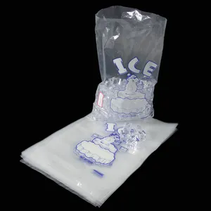 Saco plástico descartável para cubos de gelo, saco plástico durável para freezer de 5kg e 10lb