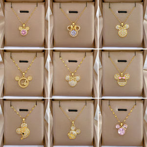 Премиум 18K позолоченное ожерелье из нержавеющей стали циркон кулон для женщин уникальный дизайн сердце крест цветок ювелирные изделия животных - Product Image 1