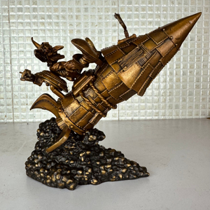 Artesano Adornos de metal hechos a mano World <span class=keywords><strong>Warcraft</strong></span> Tema Bronce Seiko Goblin Void Rocket Escultura Navidad - Product Image 1