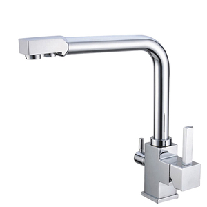Grifo de cocina de Agua purificada plateado de 3 vías, manijas dobles, filtro para beber, grifo de latón para Cocina - Product Image 6