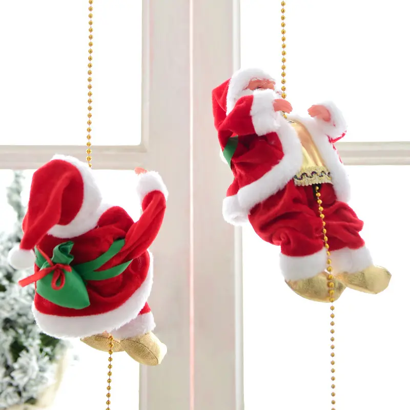 Santa Climbing Ladder Electric Ropes Santa Claus Climbing Rope Ladder Gifts Christmas Ornament Father Christmas Electric Doll