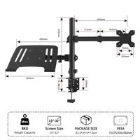 Khcoohoo Dual-Monitor-Halterung 45 Grad Neigung 10''-17'' Bildschirmkompatibilität 8kg Tragfähigkeit VESA 75/100mm Kabel