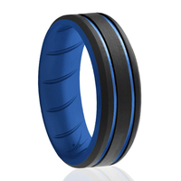 Nouvelle conception tendance style punk, anneaux respirants confortables, anneaux sportifs à double ligne, anneaux de mariage en silicone pour hommes et femmes