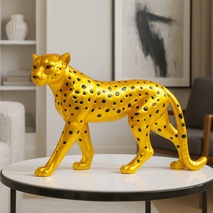 Jingyue Tùy Chỉnh 3D In Vàng <span class=keywords><strong>Leopard</strong></span> Trang Trí Điêu Khắc Cho Phòng Khách, Khách Sạn, Biệt Thự, Câu Lạc Bộ Nhựa Handmade Thủ Công - Product Image 1