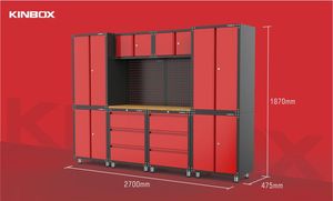 Wholesale 11pcs Garage <b>Tool</b> <b>Cabinets</b> - Industrial Steel <b>Storage</b> System With Pegboard and Wheels for Workshop/Mechanics 20CM11B R - Product Image 4