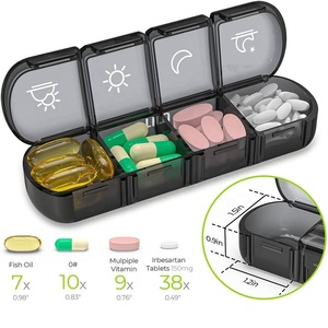 Wholesale Medibox Portable 7 Day 28 Compartments Black PP <b>Plastic</b> Weekly Pill Organizer <b>Large</b> Capacity Travel <b>Container</b> - Product Image 2