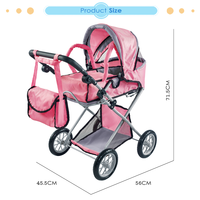 Poussette de poupée Dollri Starri, nouveau design 2022, grande poussette combinée avec berceau et sac de transport gratuit pour poupée de 5 ans