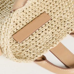Custom Women Straw Bags Spring Summer Beach <b>Tote</b> Bag Woven Shoulder Purse Handbag <b>Raffia</b> Leather Trim Mini Bucket Embroidery - Product Image 5