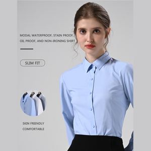 Modal impermeable/antiincrustante camisa de mujer de negocios sin planchar camisa de manga larga para mujer Color sólido <span class=keywords><strong>Babu</strong></span> camisa de mujer - Product Image 1