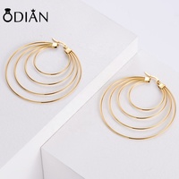 Boucles d'oreilles créoles coréennes exagérées, grandes boucles circulaires en acier inoxydable