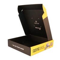Boîtes d'expédition pliables rectangulaires personnalisées en carton ondulé noir mat avec logo, boîte d'expédition à rabat complet pour les petites entreprises