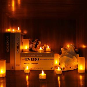Set 12 Remote Control USB Flickering 3D Bullet Flameless Rechargeable LED Candle Tealight Charging Base White Cup Diwali - Product Image 2