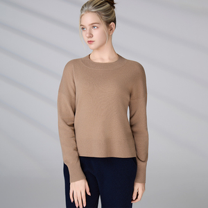 Suéter de Cachemira 100% para Mujer, Cuello Redondo, Manga Larga, Color Sólido, Estilo Europeo de Lujo, OEM ODM GOTS - Product Image 3