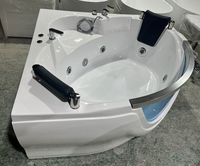 Baignoire d'angle haut de gamme pour 2 personnes, spa pour hôtel de luxe sur le toit avec éclairage LED, bain à remous