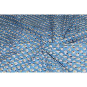 Tela de Algodón Suave con Diseño Floral Estampado a Mano en Azul para Ropa de Verano, Tela Africana Hecha a Mano para Confección de Vestidos por Metro - Product Image 5