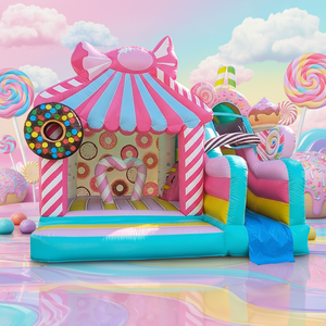 Château gonflable sur le thème des bonbons avec toboggan, château gonflable commercial pour enfants pour les fêtes d'<span class=keywords><strong>anniversaire</strong></span> - Product Image 4