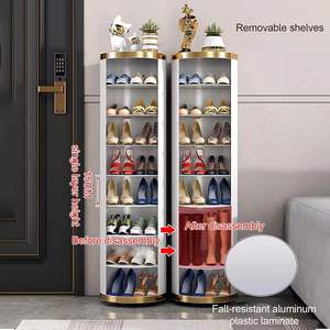 Белый вертикальный 360 Вращающийся шкаф для обуви-Регулируемая перегородка современный высокий, для хранения углов прихожей - Product Image 3