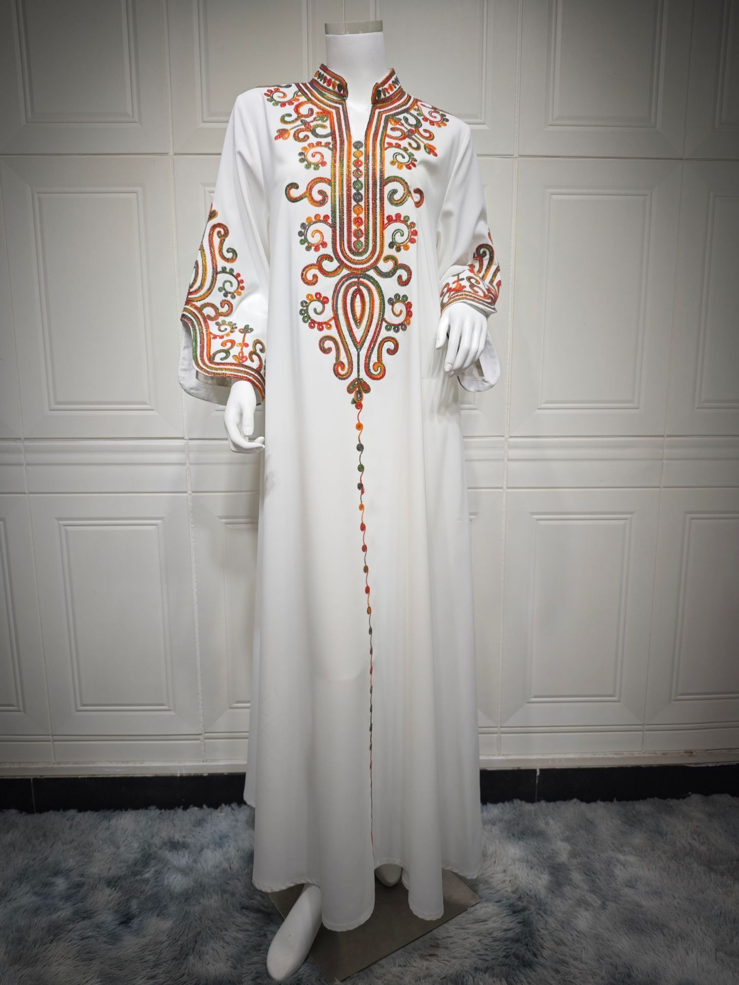 green emerald velvet dress Embroidered Caftan Cocktail Party Gown