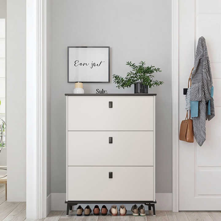 Italian Wooden Flip-down Shoe Rack Ultra-thin 24mm Thickness 3-tier ...