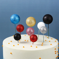 Boules de Mousse à Paillettes Décoration de Gâteau Joyeux Anniversaire Topper Faux Boule pour Décoration de Gâteau d'Anniversaire