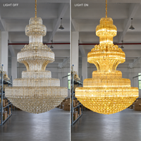 Lustres modernes en or à LED de luxe pour hôtel, grands lustres en cristal K9, luminaire suspendu islamique pour banquet et hôtel