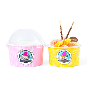 Custom Logo 5oz Double Wall Eco-Friendly Biodegradable <strong>Paper</strong> <strong>Cup</strong> Lids Spoon <strong>Mini</strong> Ice Cream Rolls Dessert Container Customizable - Product Image 5