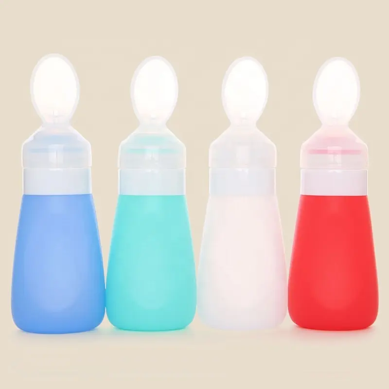 Bolsas reutilizables de silicona para comida de bebé, botella de alimentación de leche, Oem, Mini botellas plegables de silicona a granel