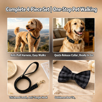 Ensemble Harnais pour Chien à Motif Écossais, Collier Assorti, Laisse, Nœud Papillon et Porte-Sac à Déchets – Vente en Gros Usine, Faible MOQ pour Chiens de Petite et Moyenne Taille