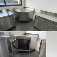 Groothandel RVS 201/304 werktafel op maat gemaakte hoekkast voorbereidingsbank voor restaurant hotel