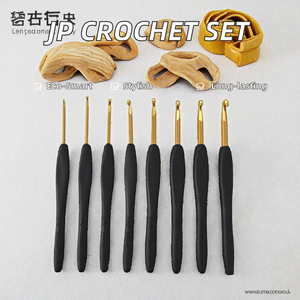 8PCS Eco-Friendly Black Wood Handle Gold Crochet Hook <b>Set</b> Ergonomic Yarn Knitting Needles Crochet <b>Sewing</b> DIY Craft Accessories - Product Image 2
