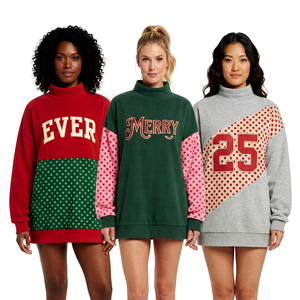 Premium Oversized Color Block Polka Dot <b>Sweatshirt</b> Loose Fit <b>Long</b> Sleeve <b>Women</b> Casual Graphic Mock Neck <b>Sweatshirt</b> - Product Image 1