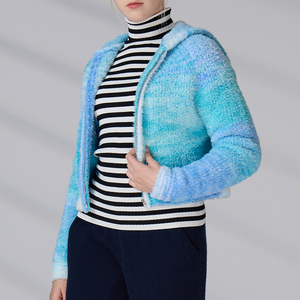 Knitwear Manufacturer Custom Long Sleeve <b>Zip</b> <b>up</b> Hoodies Sweater Polyester Fuzzy Knitted <b>Cardigan</b> - Product Image 6