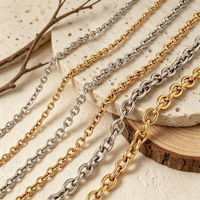 Chaîne croisée O Link imperméable |   Chaîne à maillons ronds en acier inoxydable plaqué or 18 carats PVD pour la création de colliers et bracelets DIY